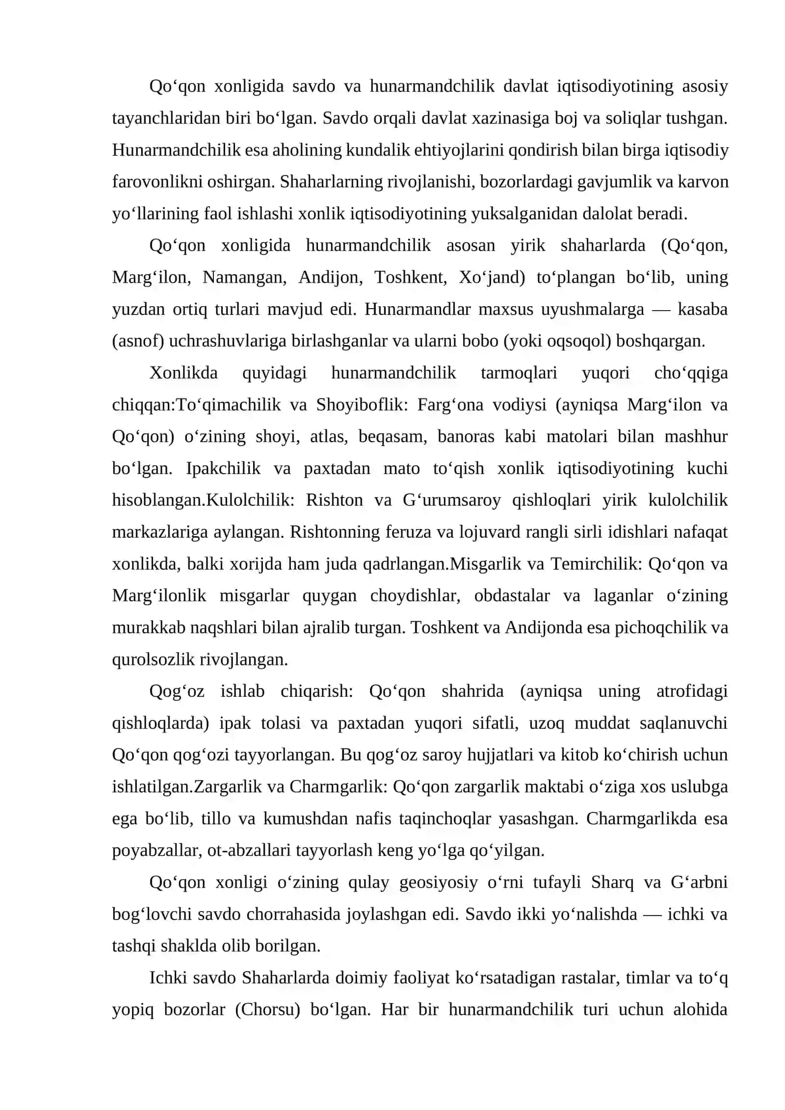 QOʻQON XONLIGIDA SAVDO VA HUNARMANDCHILIK 4