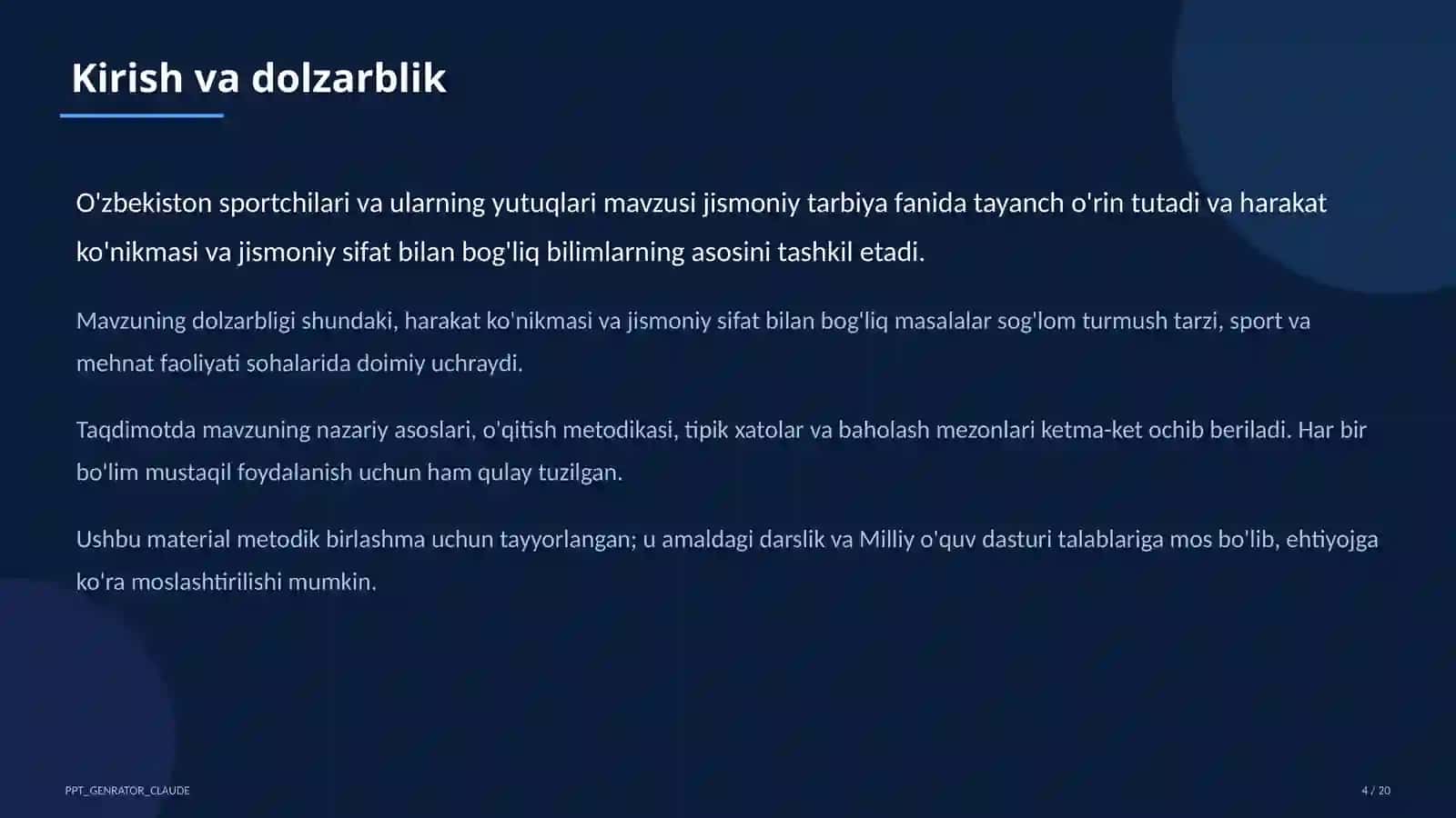 Jismoniy tarbiya (1–11) — metodik birlashma uchun 4
