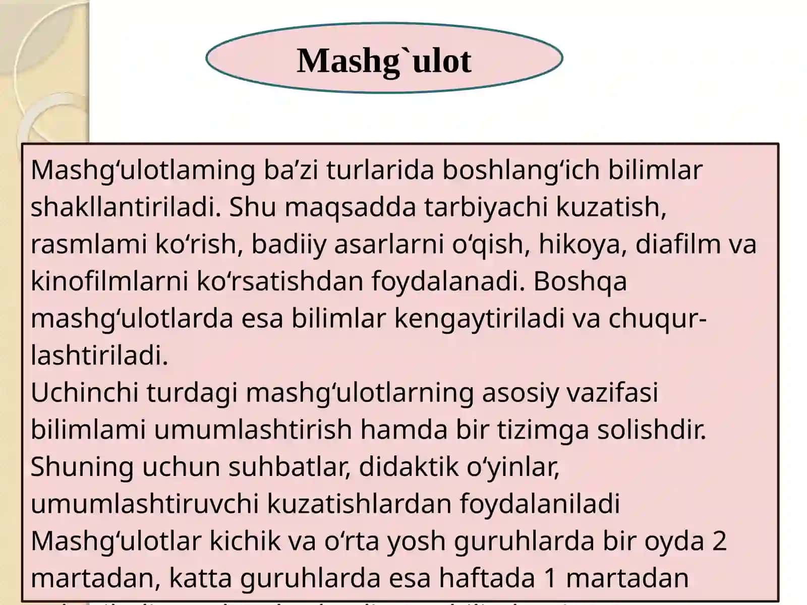 Tabiat bilan tanishtirishda davlat talablari asosida ta'lim faoliyati nirejalashtirish 4