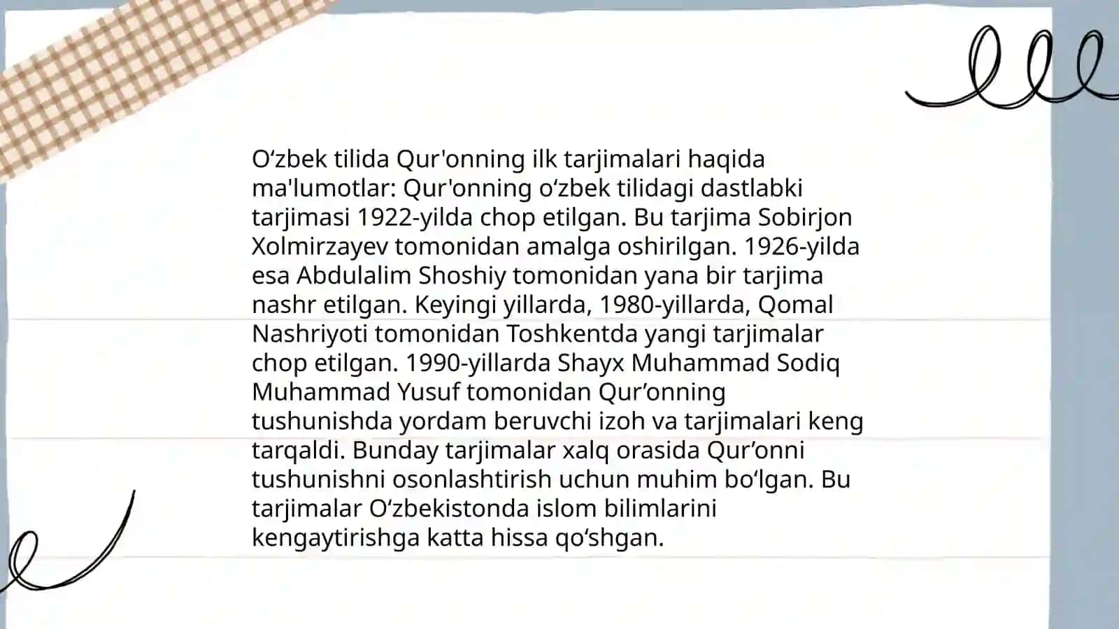 Mustaqillik yillarida Quronning ózbek tiliga tarjima qilinishi va tafsirlari 4