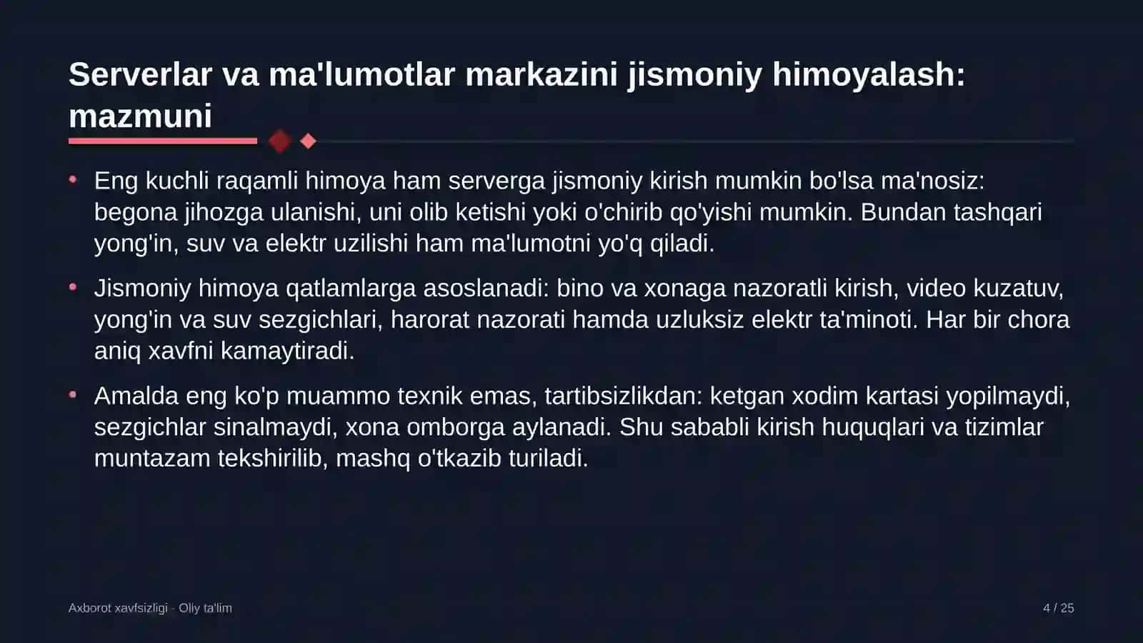 AXBOROT XAVFSIZLIGI · OLIY TA'LIM 4