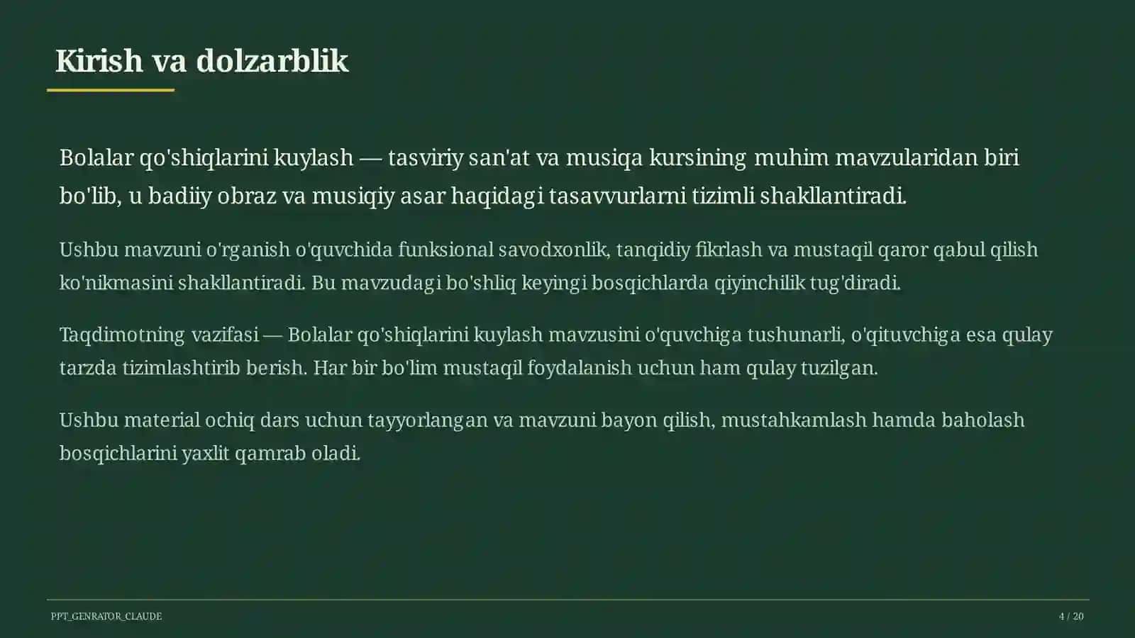 Bolalar qo'shiqlarini kuylash (1-sinf) 4