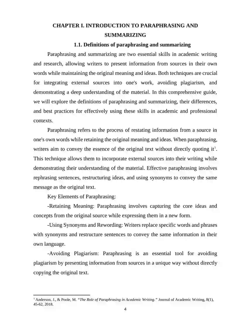 Paraphrasing and Summarizing 4
