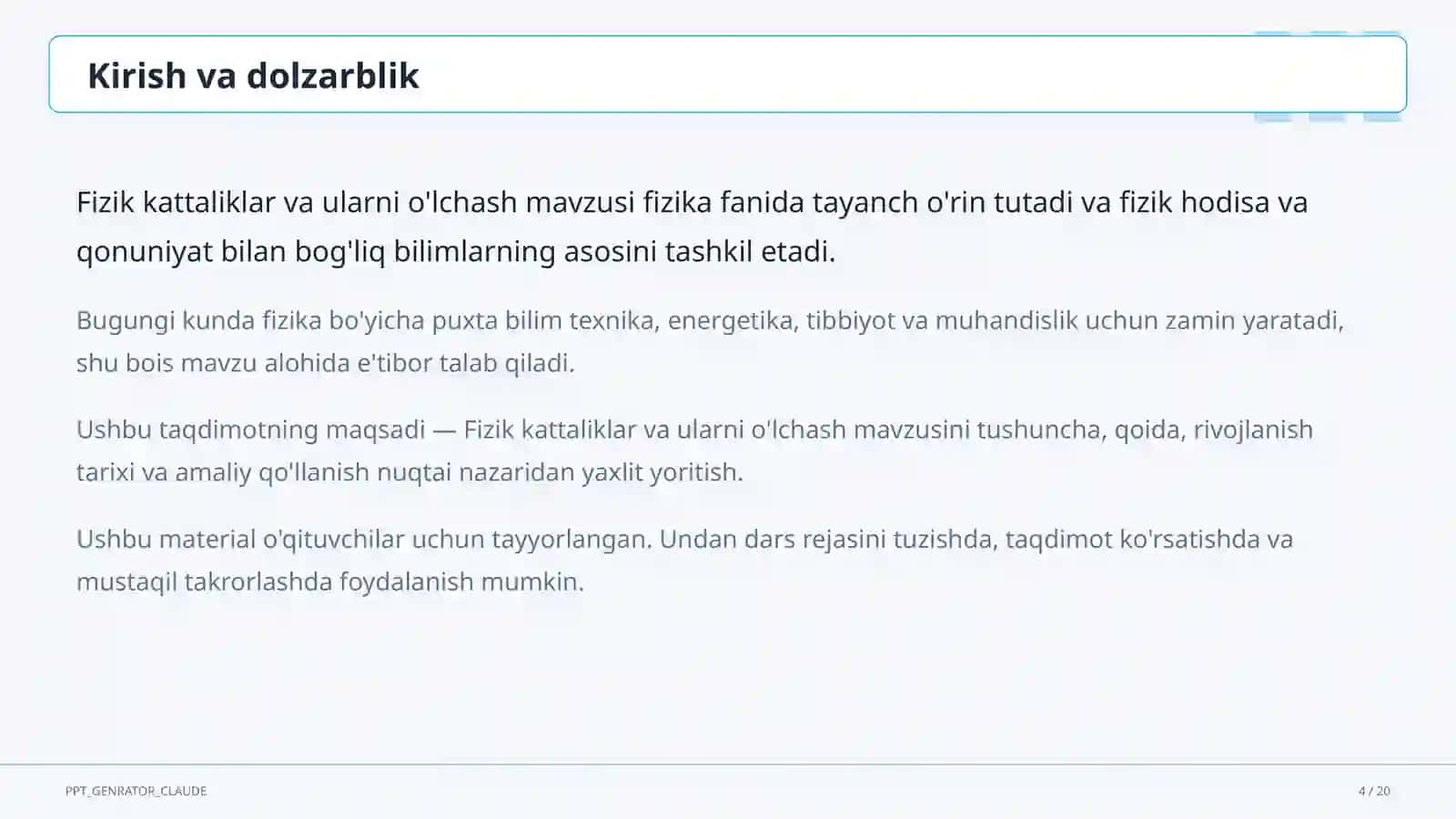 Fizik kattaliklar va ularni o'lchash (6-sinf) 4