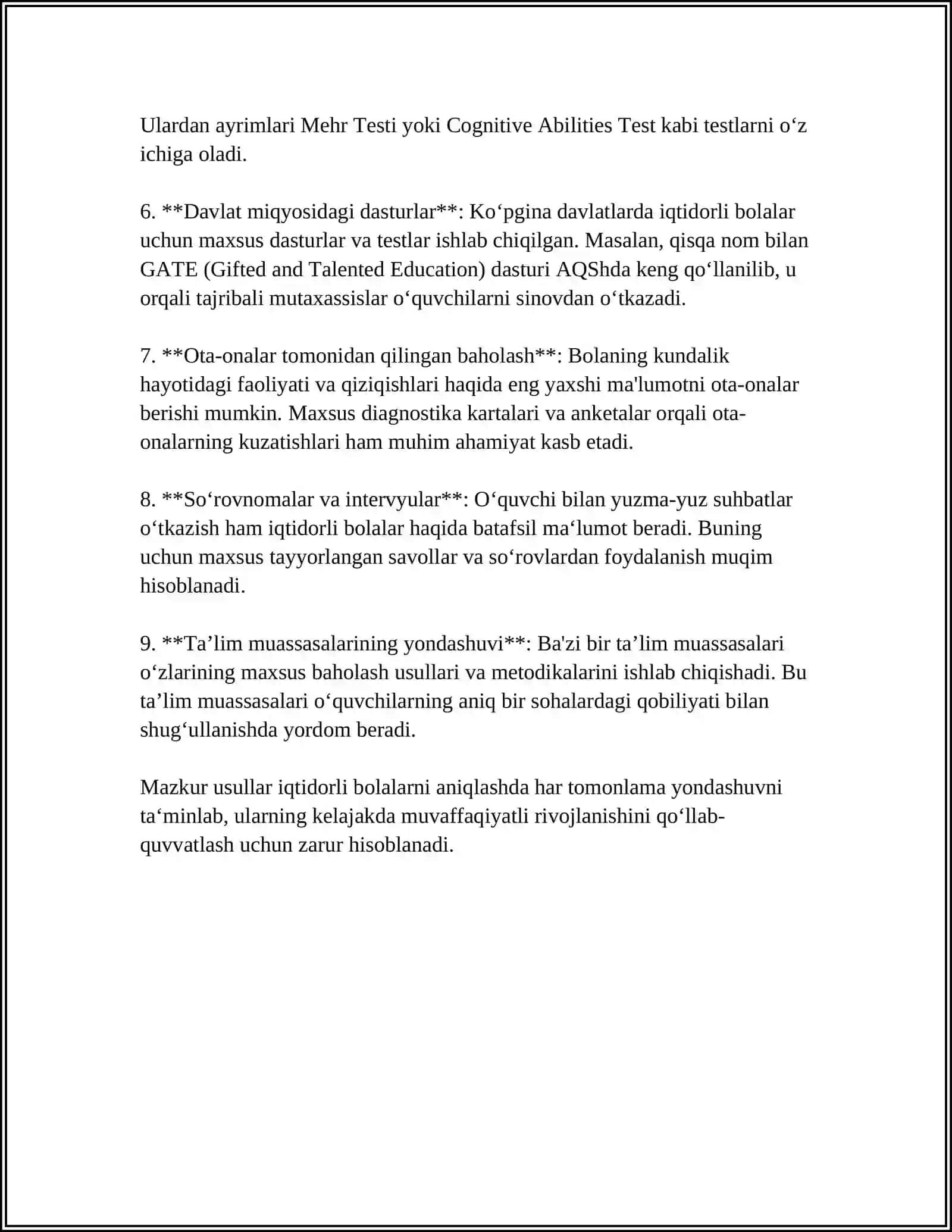 IQTIDORLI BOLALAR TA'LIMINING ASOSIY YÓNALISHLARI 4