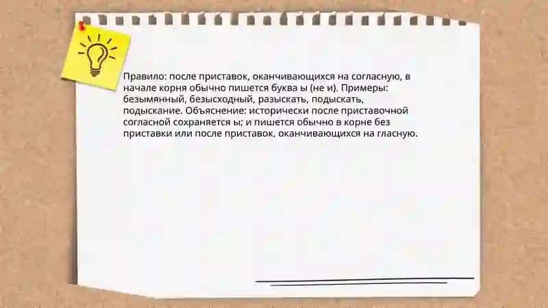 Гласные ы, и в корне после приставок. 4