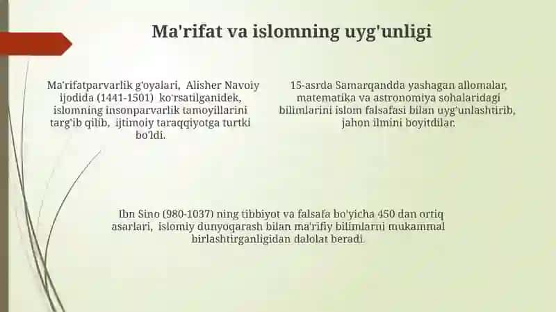 Islom qadriyatlari va marifatining hozirgi davrdagi ahamiyati 4