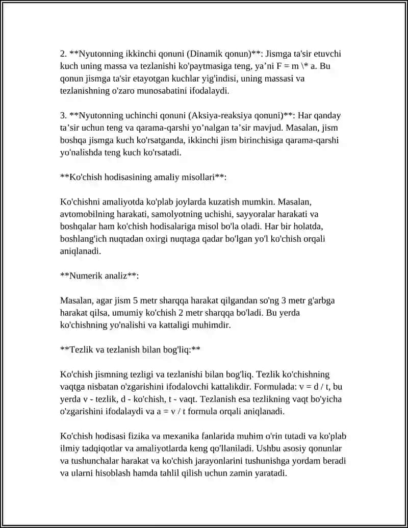 KO'CHISH HODISALARI. DIFFUZIYA, ISSIQLIK OTKAZUVCHANLIK VA QOVUSHQOQLIK 4