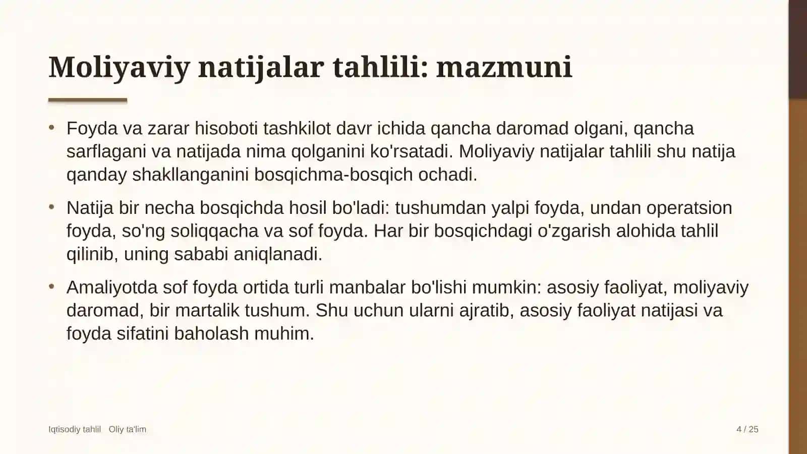 Dam olish maskanlarida moliyaviy natijalar tahlili 4