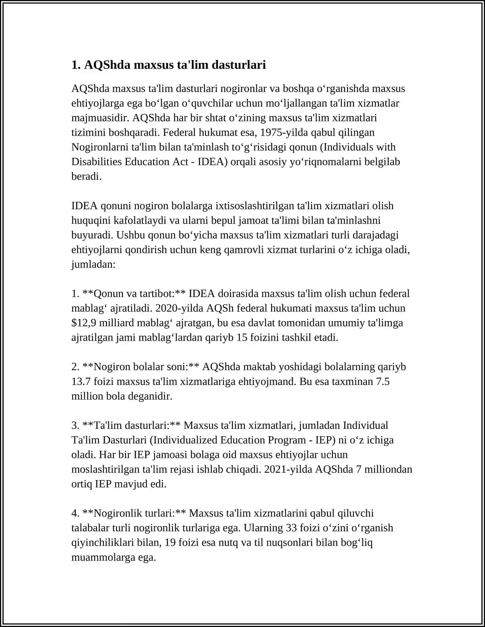 ILK YOSHDAGI RIVOJLANISHIDA MUAMMOLARI BOʼLGAN BOLALARNI TARBIYALASH VA IJTIMOIY MOSLASHUVI BOʼYCHA XORIJIY MAMLAKATLAR TAJRIBASI 4