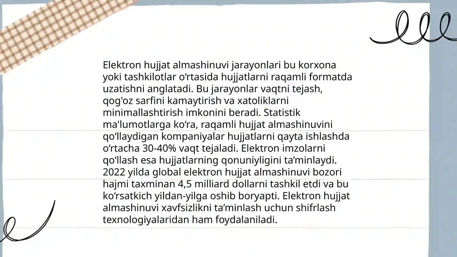 Elektron hujjat tizimi. Elektron hujjat tizimi imkoniyatlari 4
