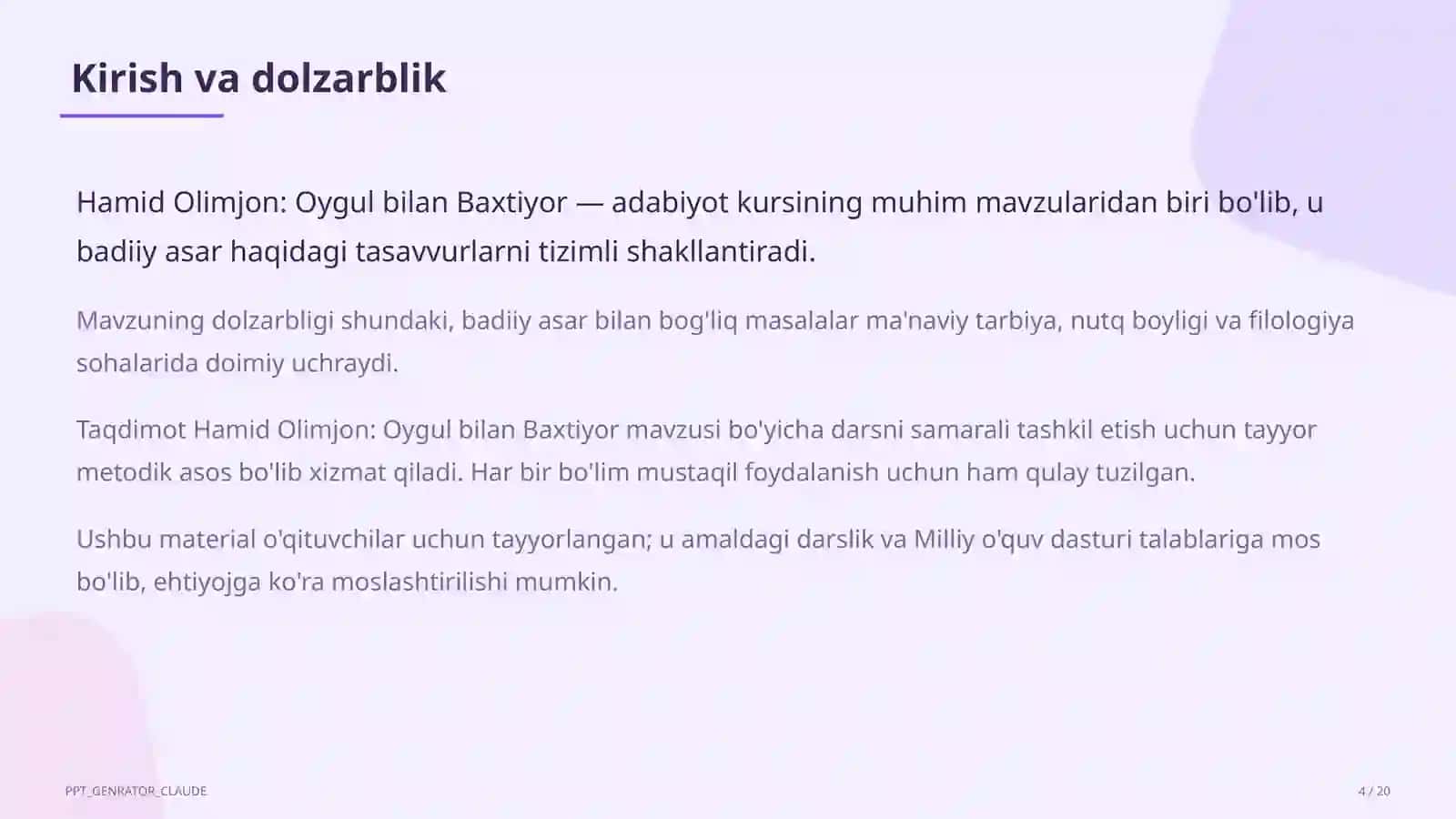 Hamid Olimjon: Oygul bilan Baxtiyor (5-sinf) 4