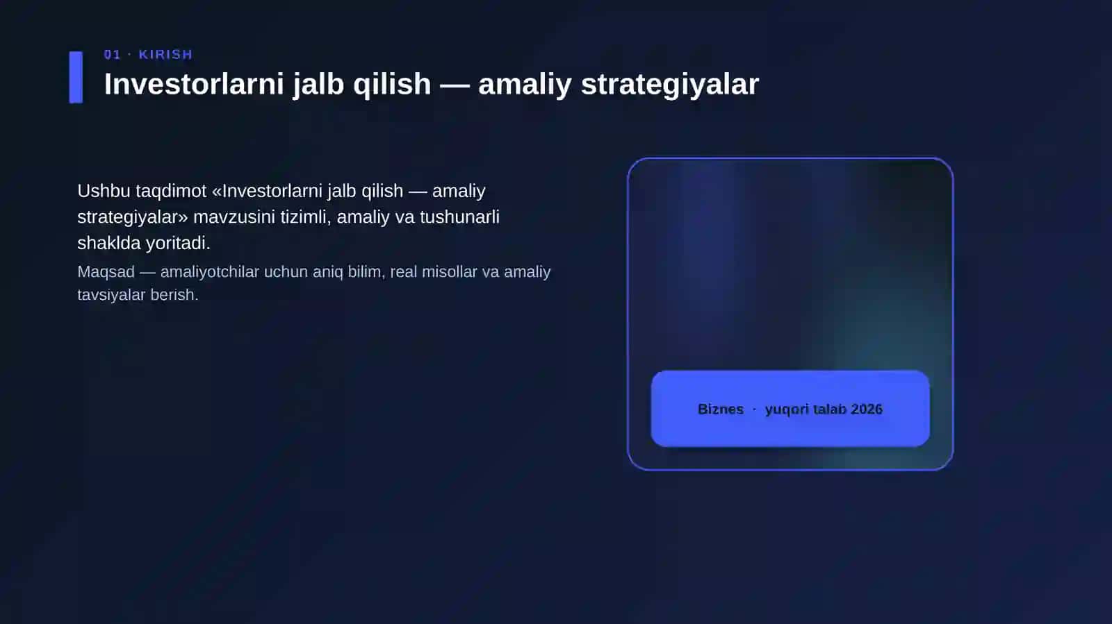 Investorlarni jalb qilish — amaliy strategiyalar 4