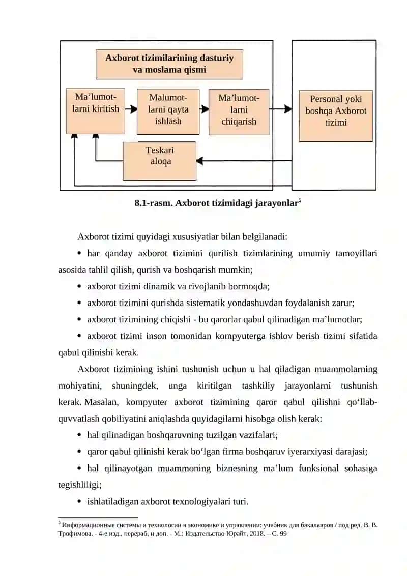 Axborot tizimlarining tushunchasi va ulardan iqtisodiyotning sohalarida foydalanish imkoniyatlari 4
