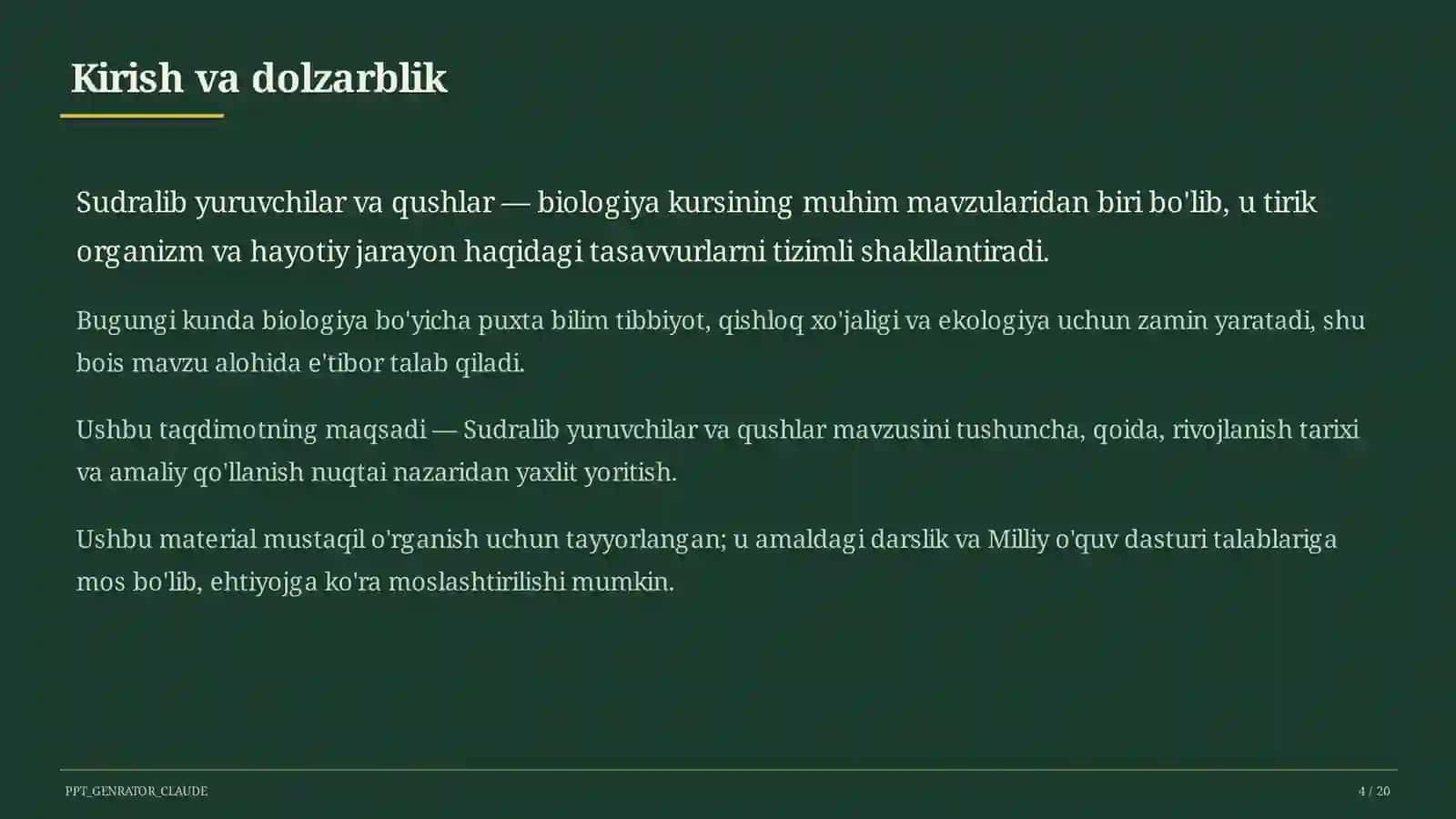 Sudralib yuruvchilar va qushlar (7-sinf) 4