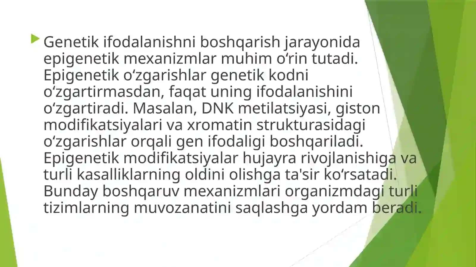 Genlar ta'sirini boshqarilishi, hujayra differentsirovkasi 4