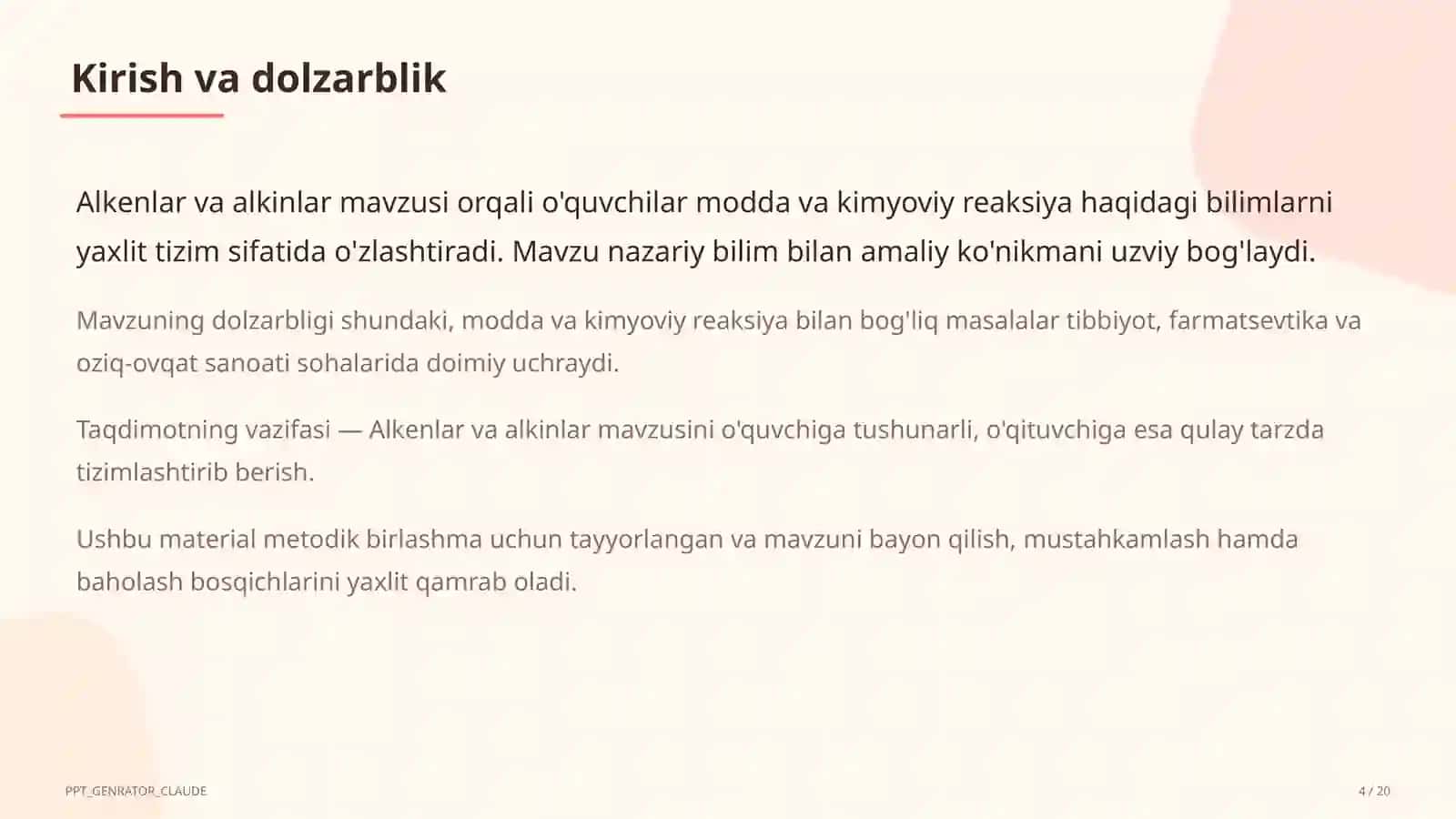 Alkenlar va alkinlar (10-sinf) 4