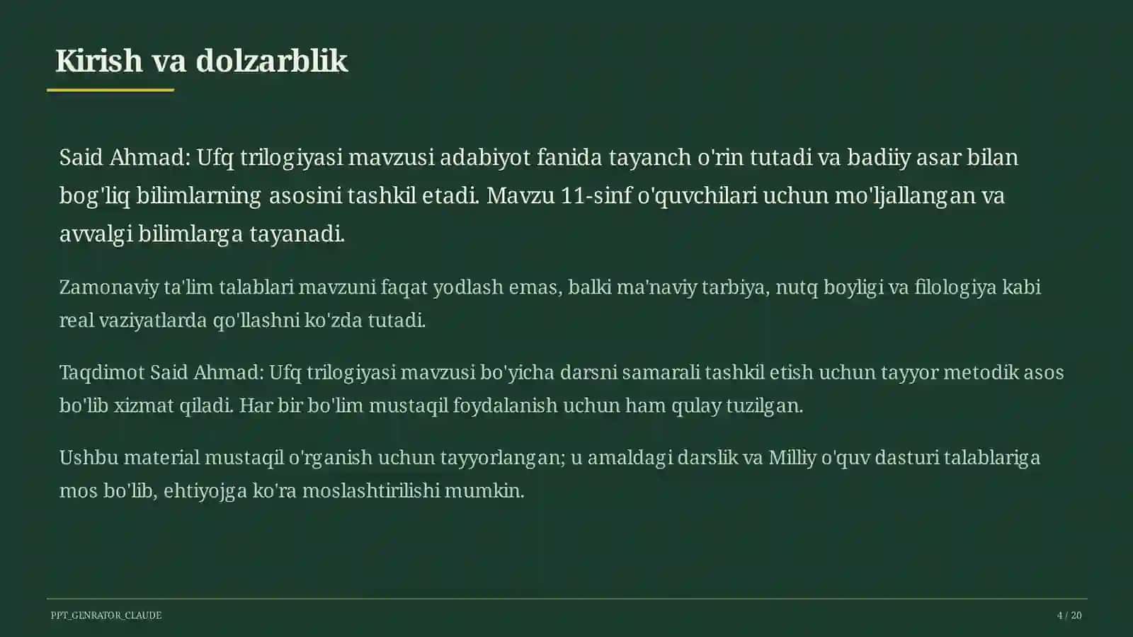 Said Ahmad: Ufq trilogiyasi (11-sinf) 4