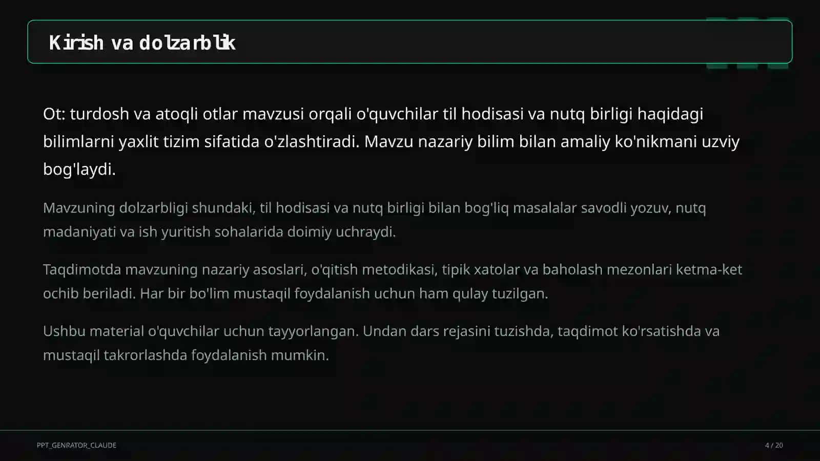 Ot: turdosh va atoqli otlar (6-sinf) 4