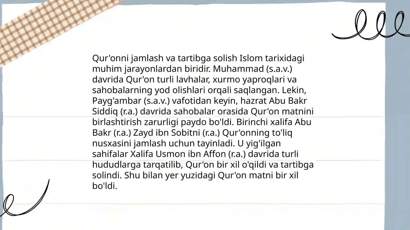 Qur'on, xadis, aqida, fikh ilmlarining shakllanish tarixi 4