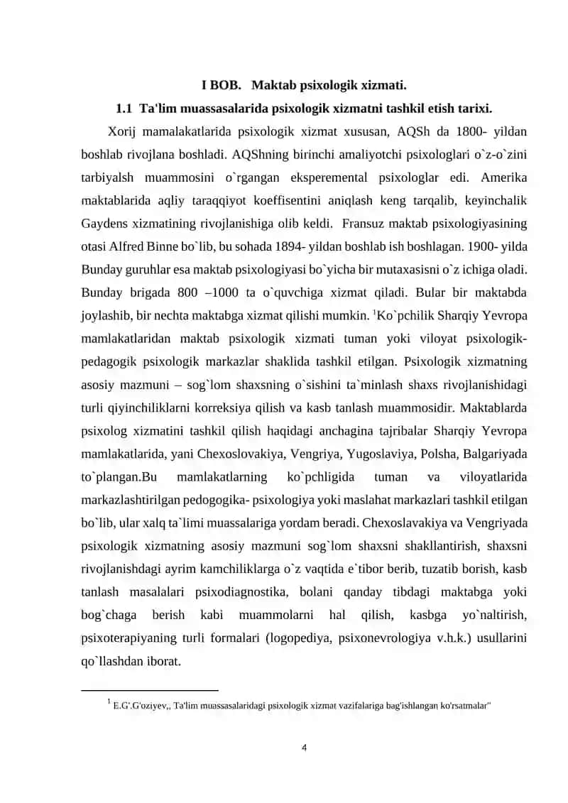 Psixologik xizmatning O’zbekistondagi rivojlanish tarixi 4