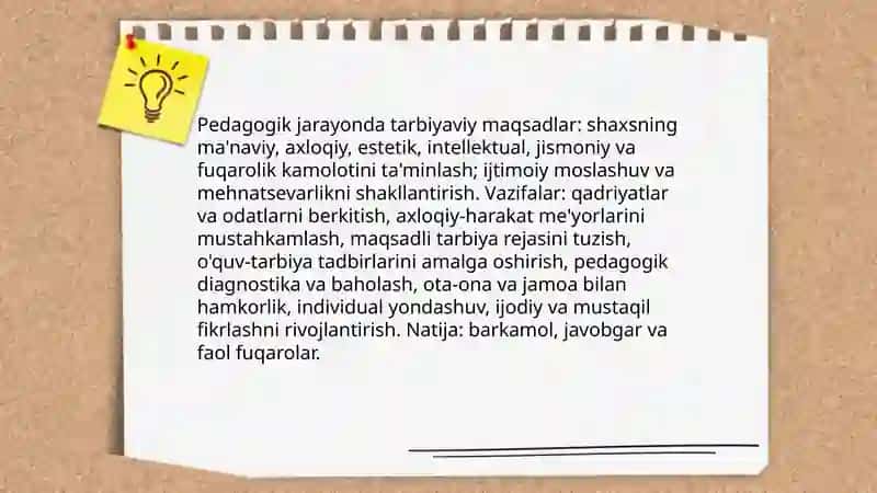 Pedagogik jarayonida tarbiyaning mohiyati 4