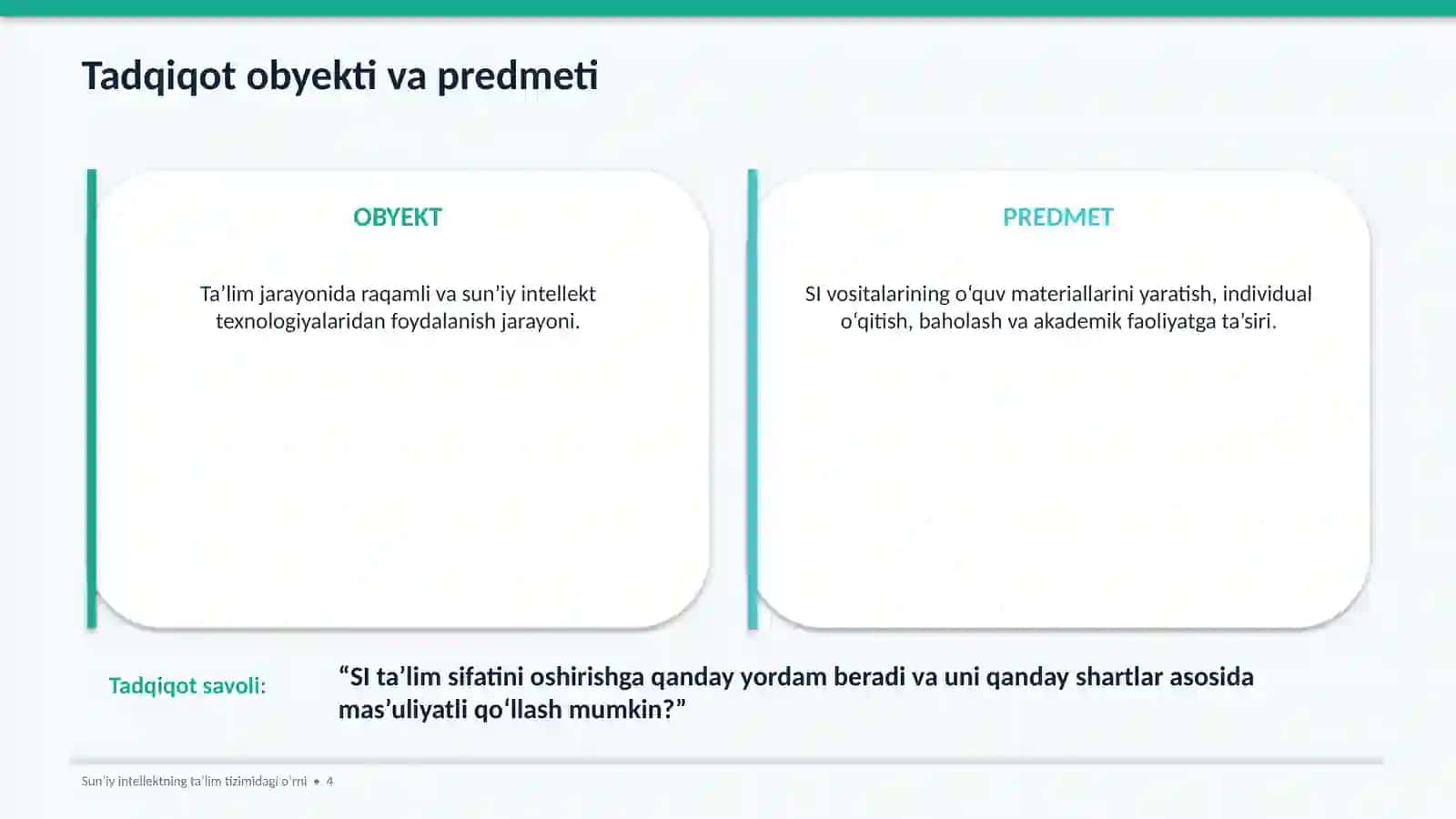 SUN’IY INTELLEKTNING TA’LIM TIZIMIDAGI O‘RNI 4