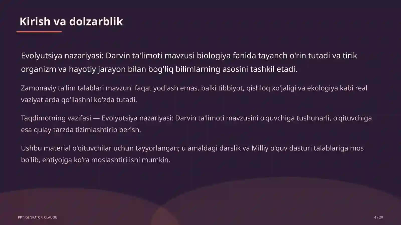 Evolyutsiya nazariyasi: Darvin ta'limoti (10-sinf) 4