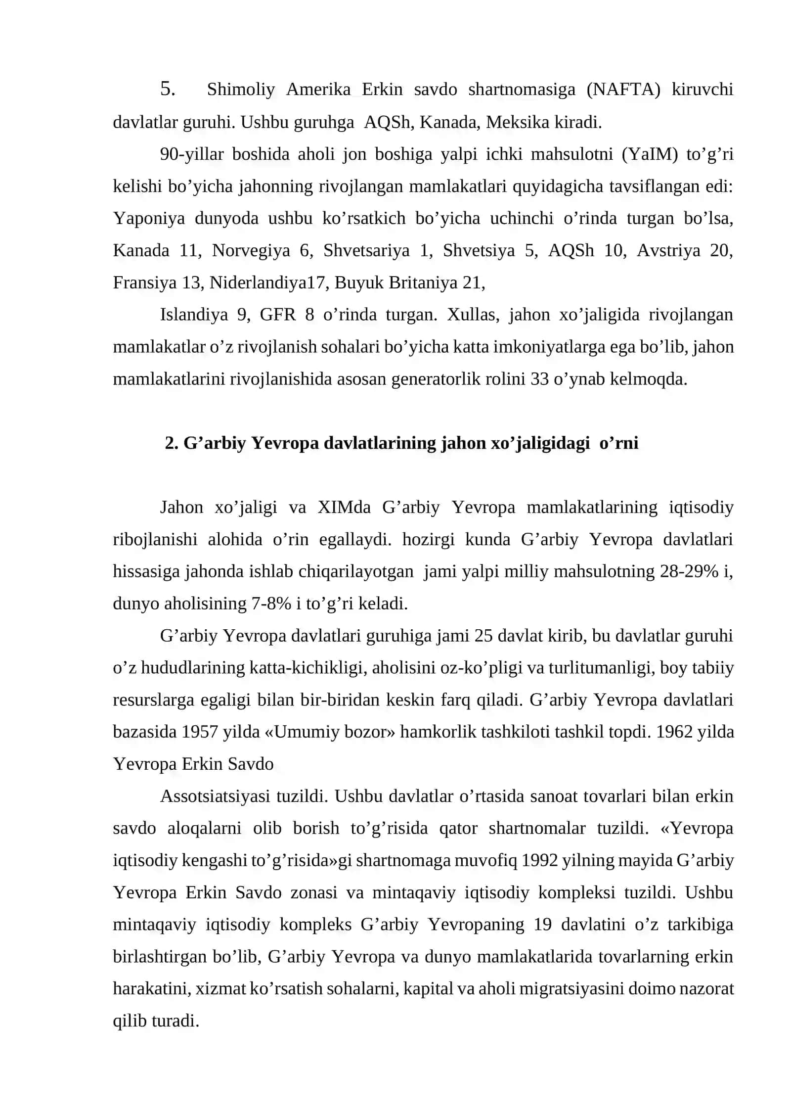 Jahon хo’jaligida rivojlangan mamlakatlar iqtisodiyoti 4