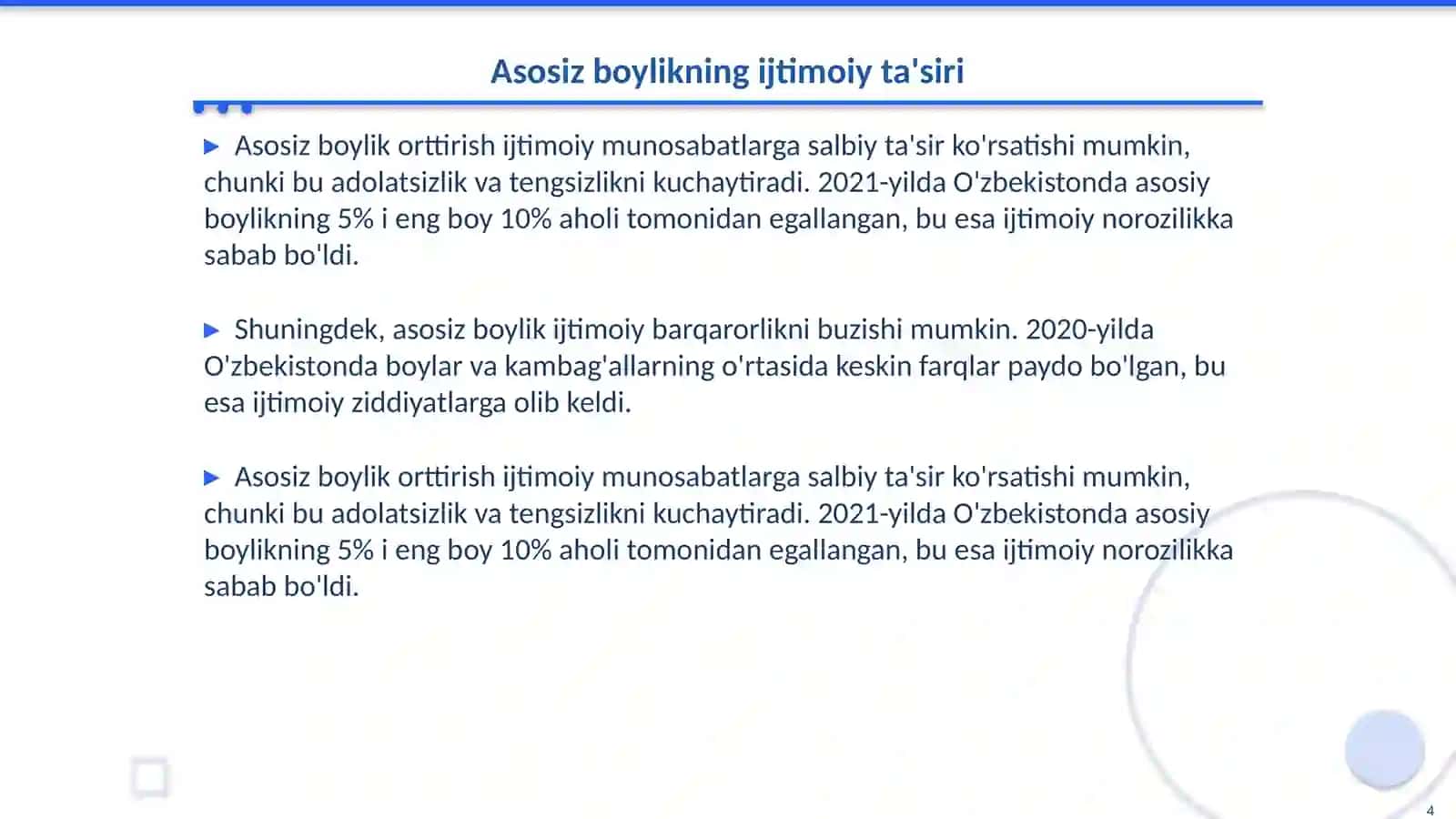 Asosiz boylik ortirish natijasida yuzaga keladigan munosabat 4