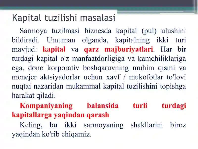 Kapital tarkibi va uni boshqarish 4