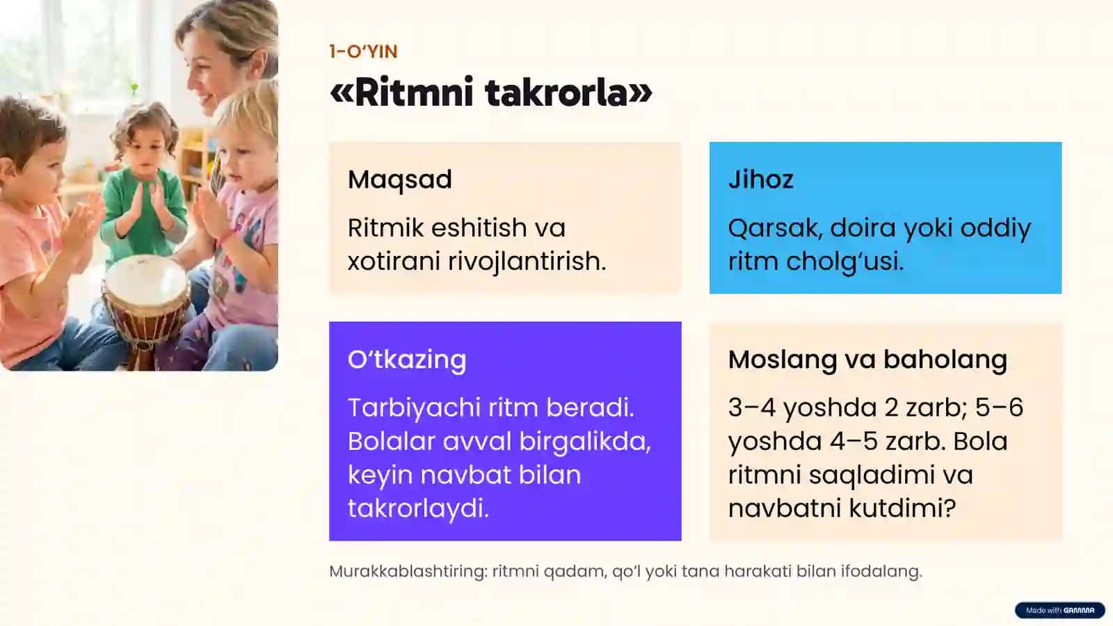 Maktabgacha ta’limda musiqaviy didaktik o‘yinlar AMALIY METODIK QO‘LLANMA 4