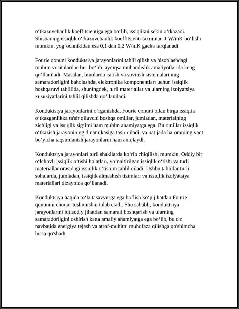 Konduktsiya - asosiy tushuncha va Fourier qonuni 4