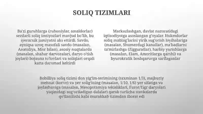 Qadimgi bobul davlating Iqtisodiy gʻoyalari 4
