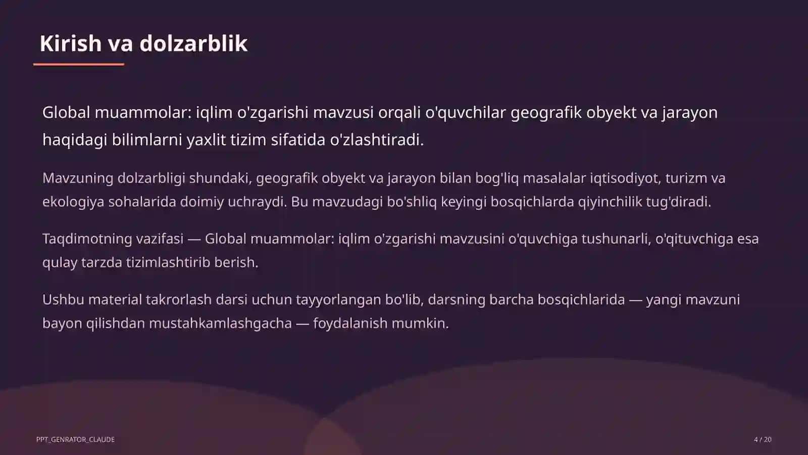Global muammolar: iqlim o'zgarishi (11-sinf) 4