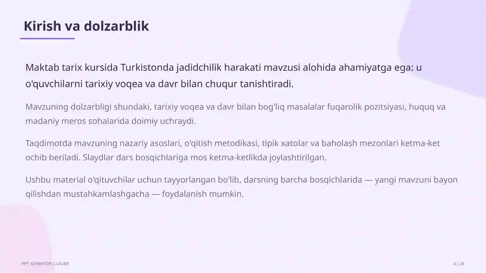 Turkistonda jadidchilik harakati (9-sinf) 4