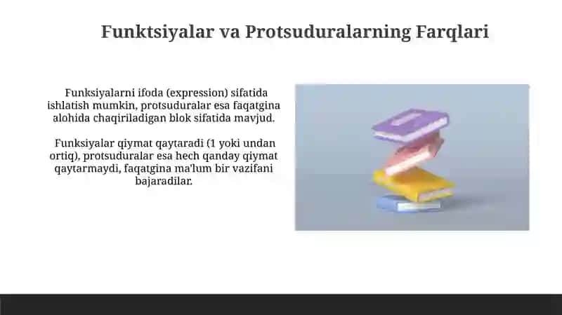 Funktsiyalar va Protsuduralar Ta'rifi 4