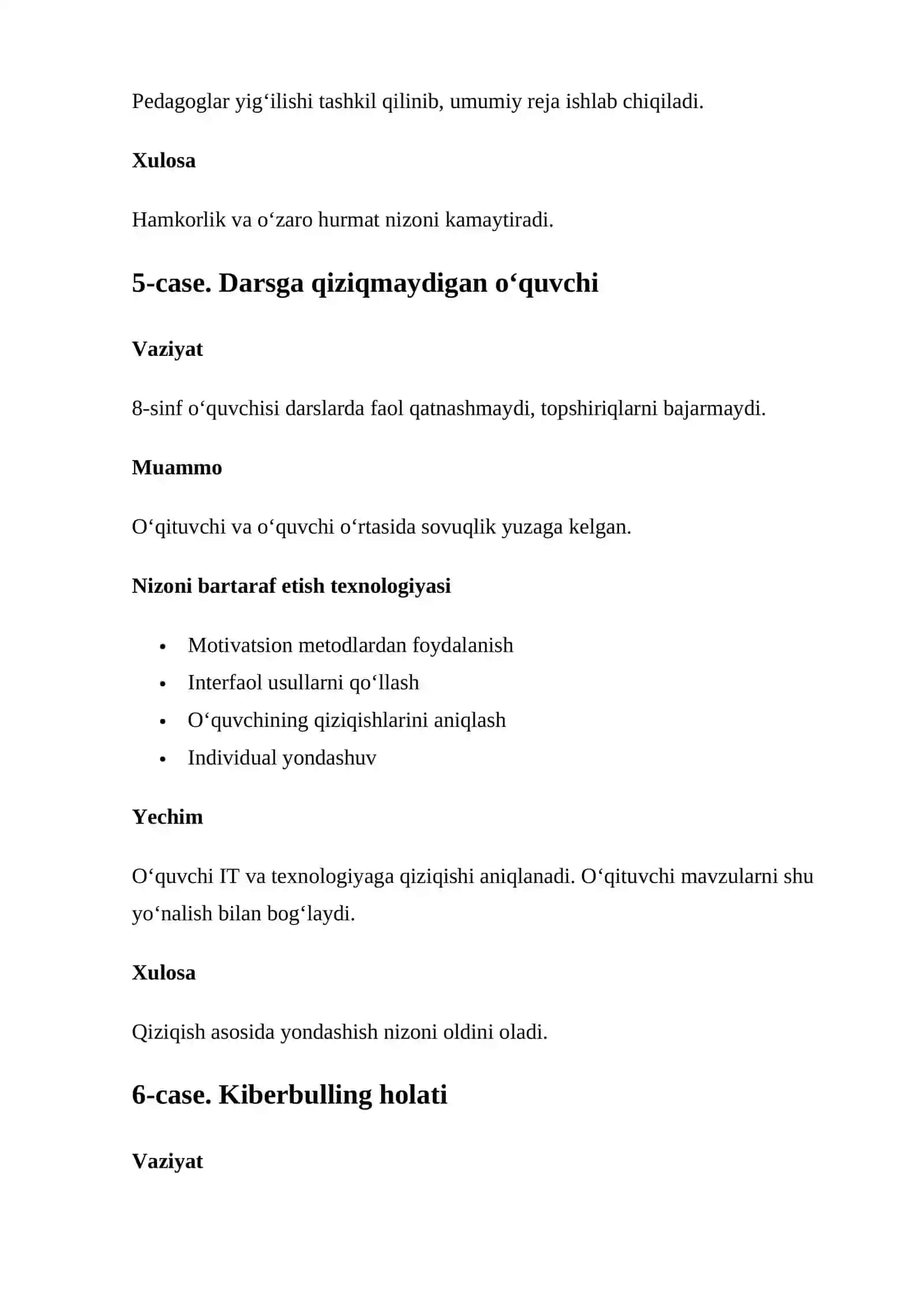 Pedagogik nizolarni bartaraf etish texnologiyasi 4