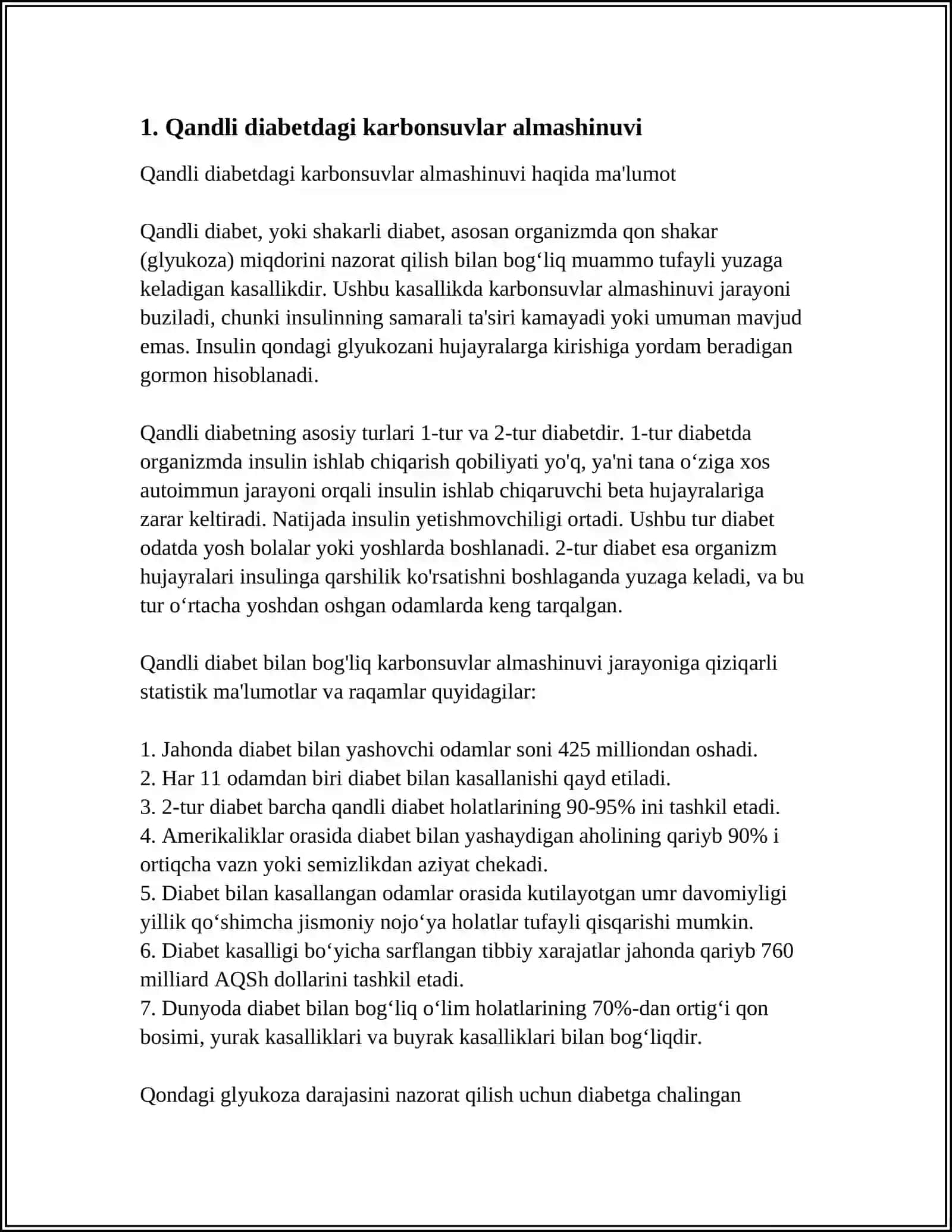 QANDLI DIABET VA UNING ASARATLARINI KELIB CHIQISHIDA KARBONSUVLAR ALMASHINUVI BUZILISHLARINING AHAMYATI 4