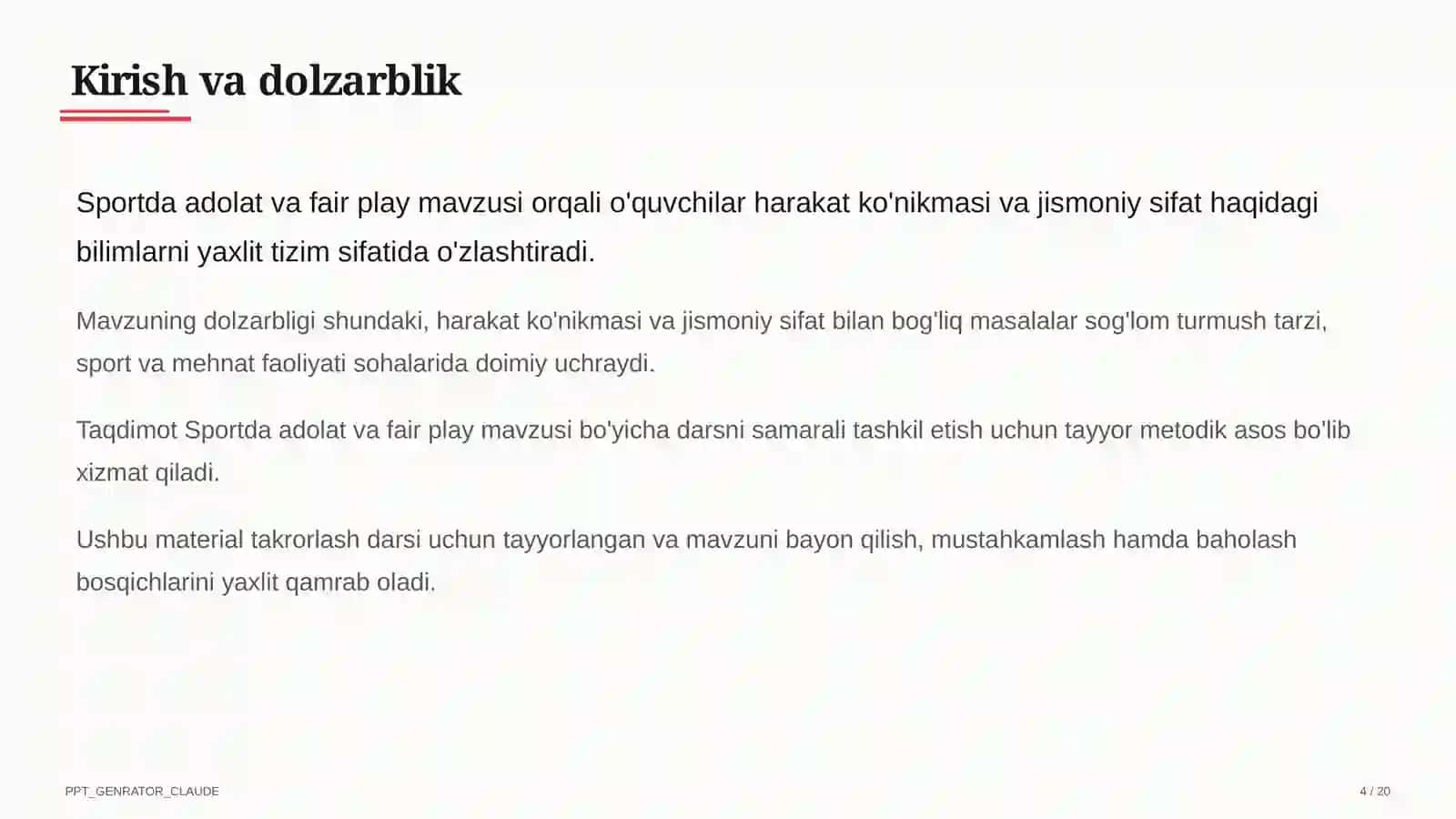 Sportda adolat va fair play (10-sinf) 4