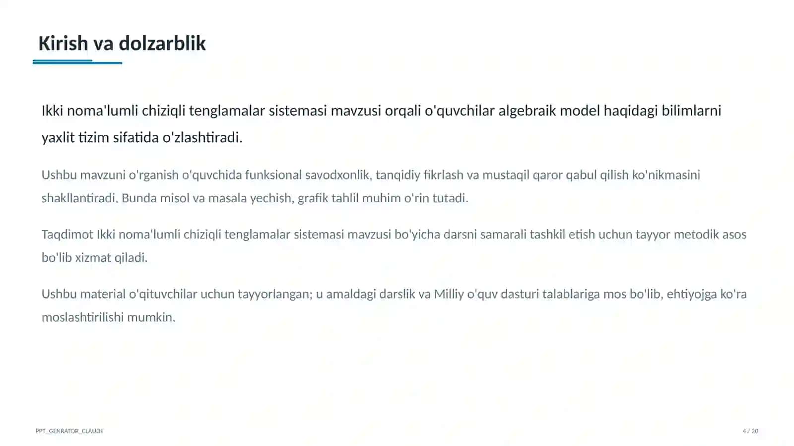 Ikki noma'lumli chiziqli tenglamalar sistemasi (7-sinf) 4