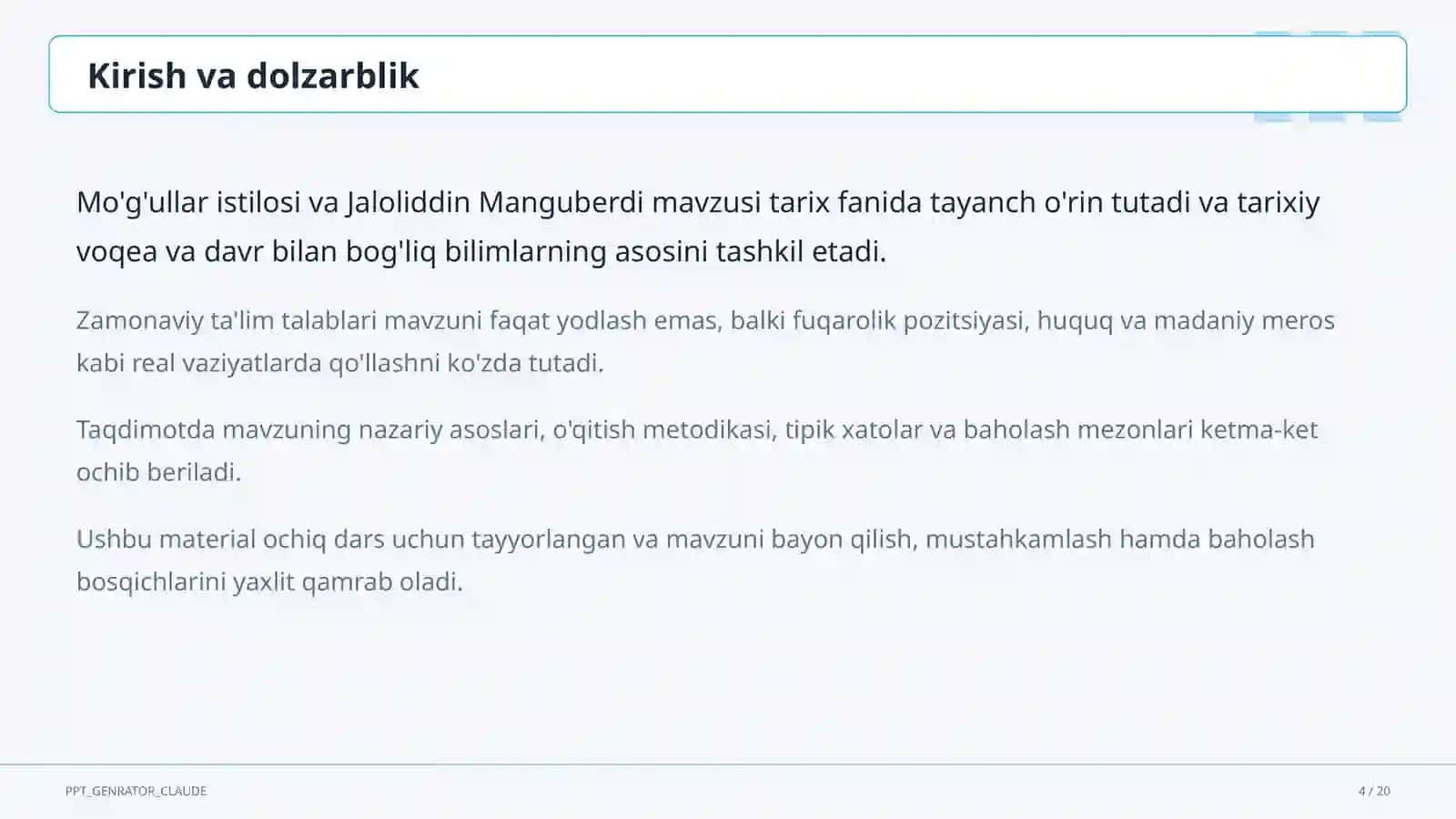 Mo'g'ullar istilosi va Jaloliddin Manguberdi (7-sinf) 4