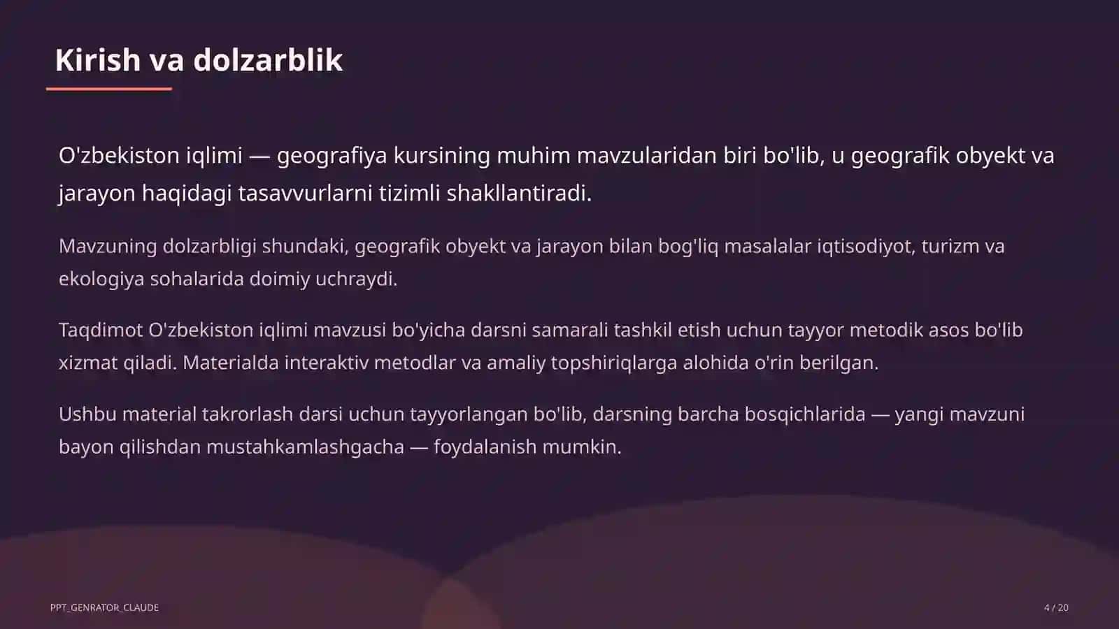 O'zbekiston iqlimi (8-sinf) 4