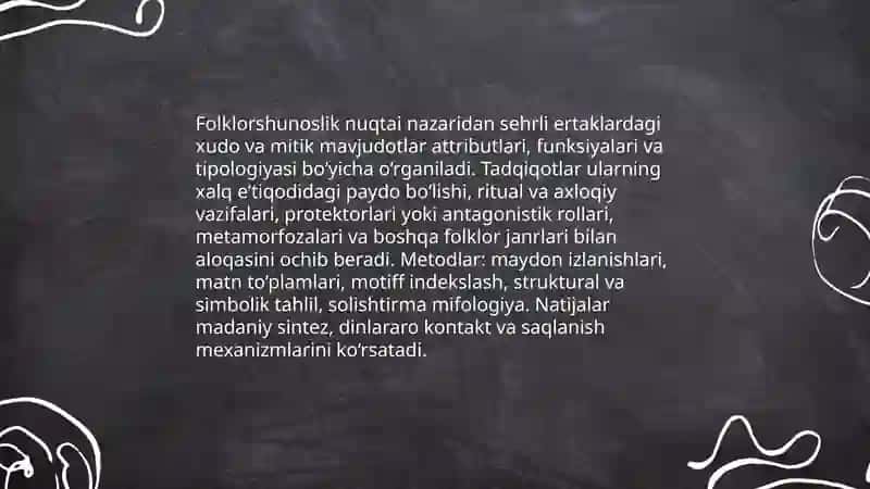Oʻzbek xalq sehrli ertaklarida mifologik obrazlarning folklorshunoslar tomonidan oʻrganlishi 4