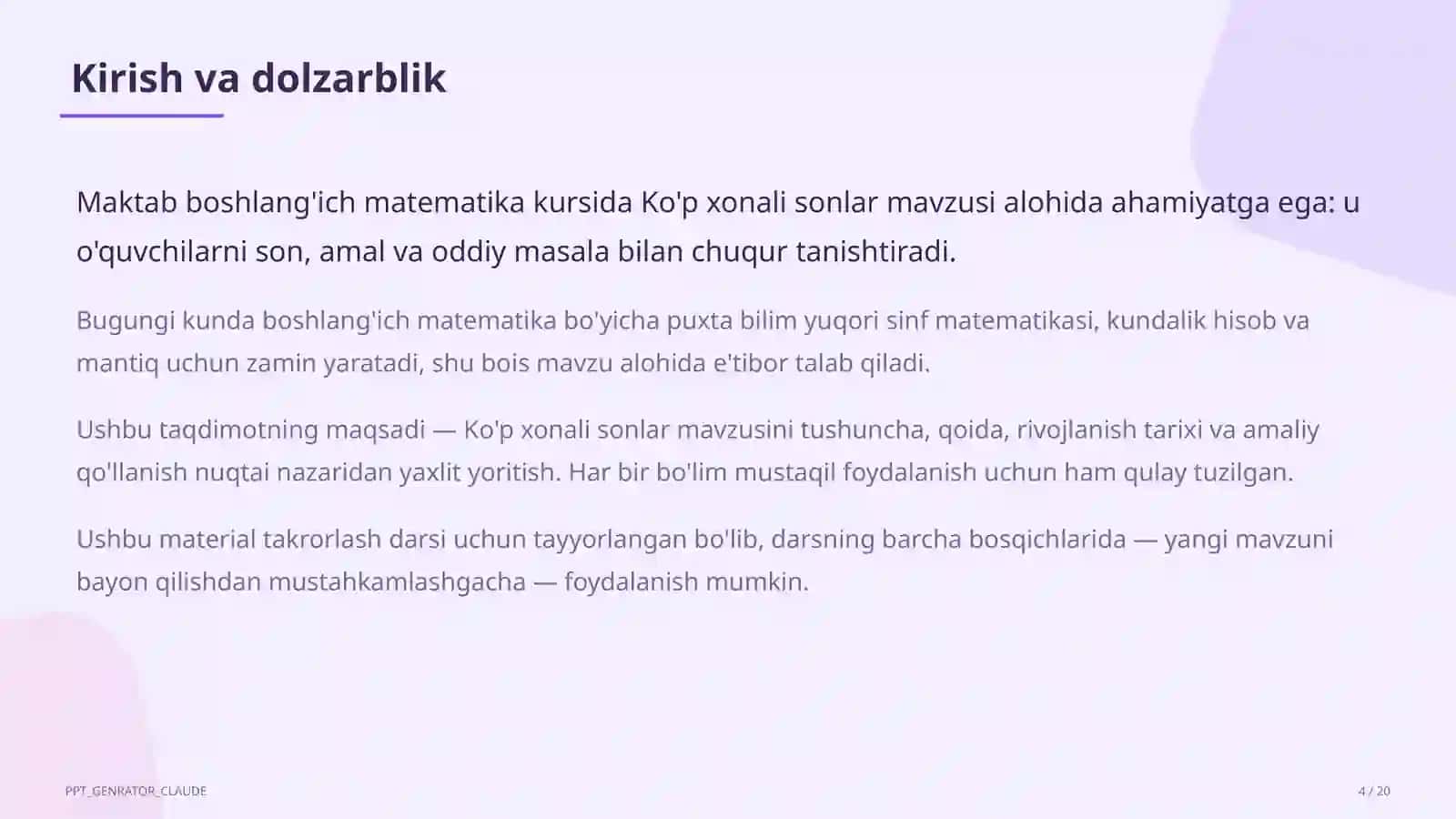 Ko'p xonali sonlar (4-sinf) 4