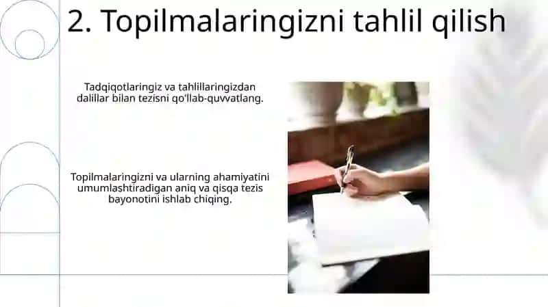 Sohaga oid ixtiyoriy ilmiy mavzuda tezis yozish 4