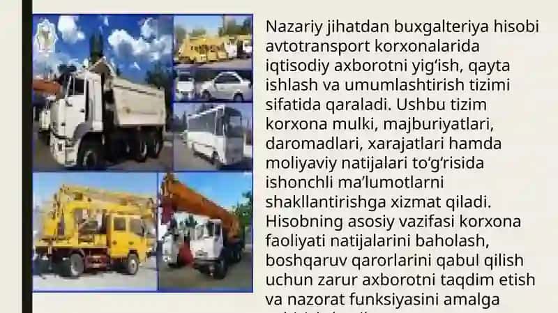 Avtotransport korxonalarida buxgalteriya hisobini tashkil qilish asoslari 4