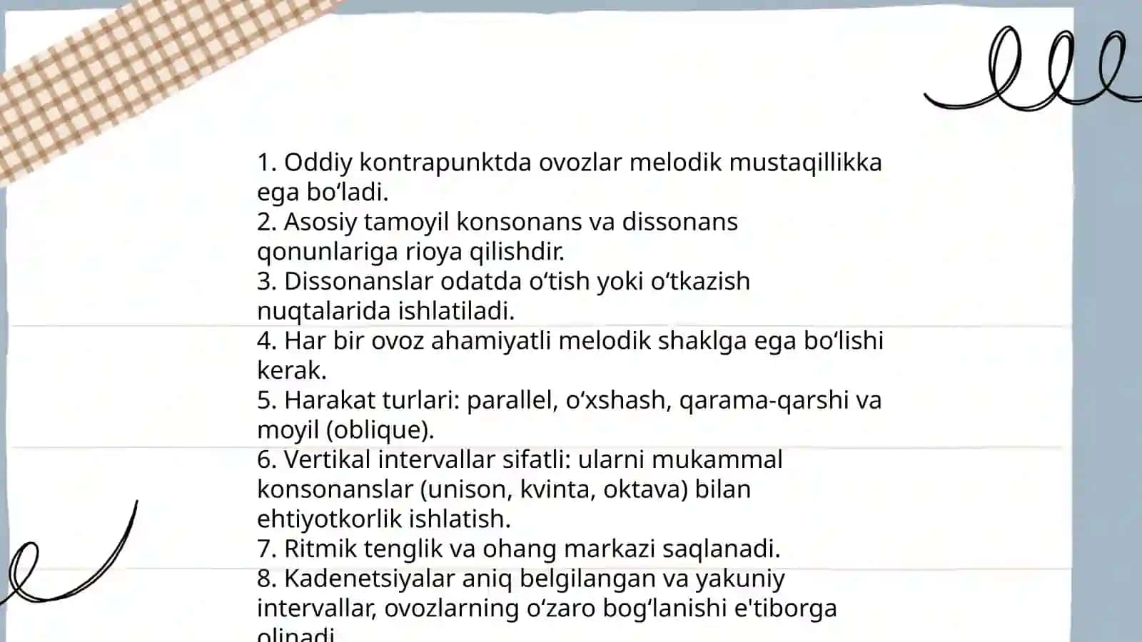 Oddiy kontrapunktning tavsifi va xususiyatlari 4