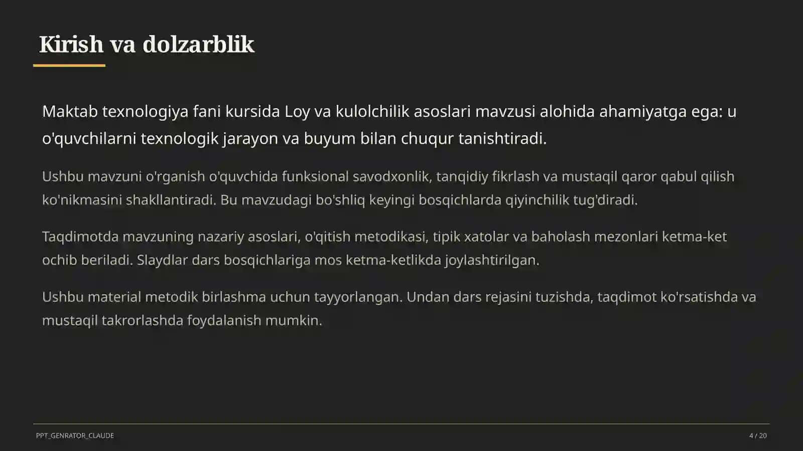 Loy va kulolchilik asoslari (4-sinf) 4