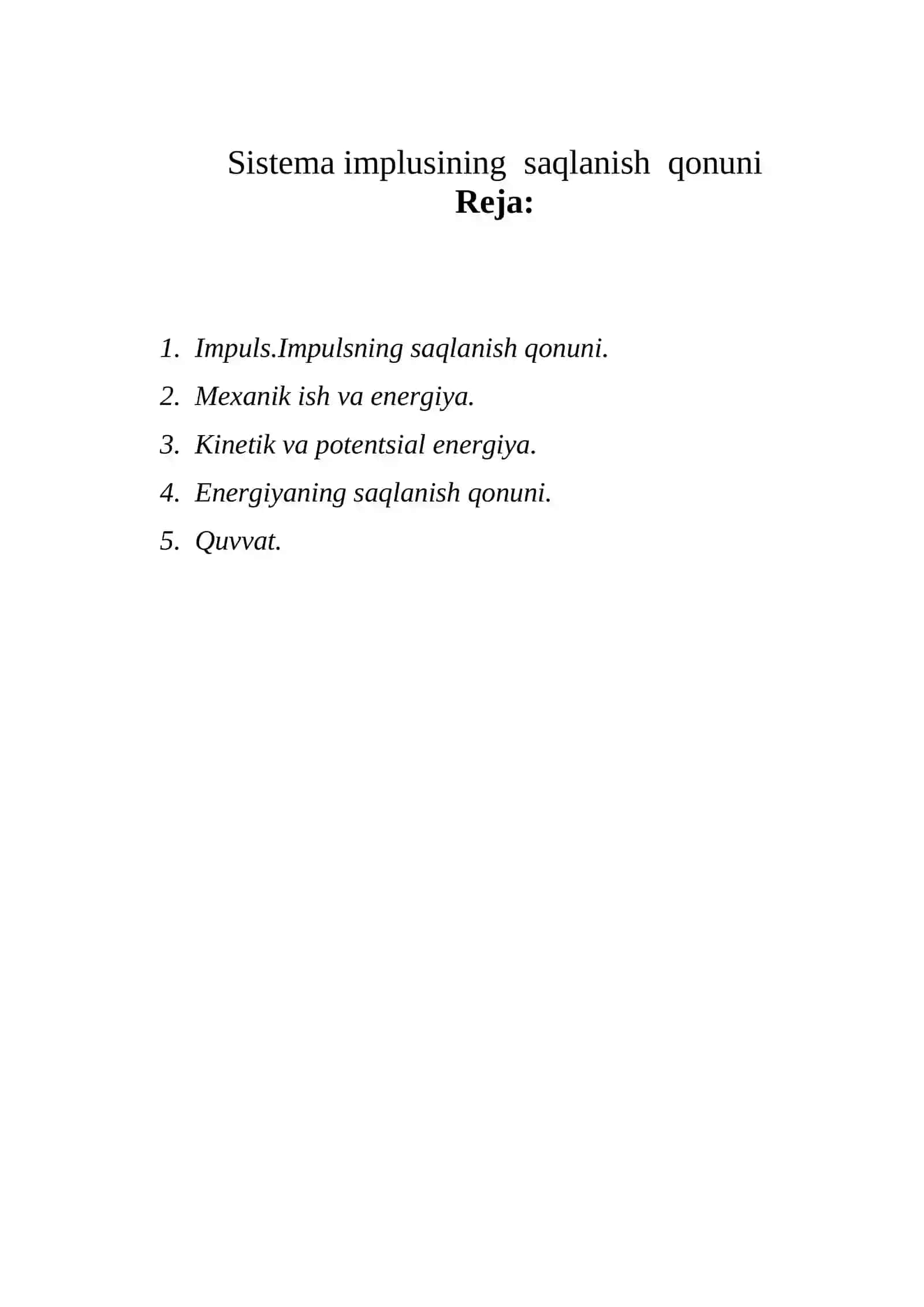Moddiy nuqtalar sistemasi dinamikasi 4